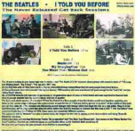 BEATLES - I Told You Before - Never Released Get Back Sessions - VERY RARE